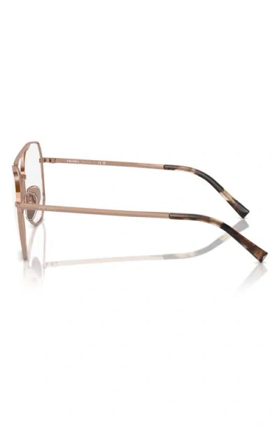 Prada 56mm Rectangular Optical Glasses In Gold