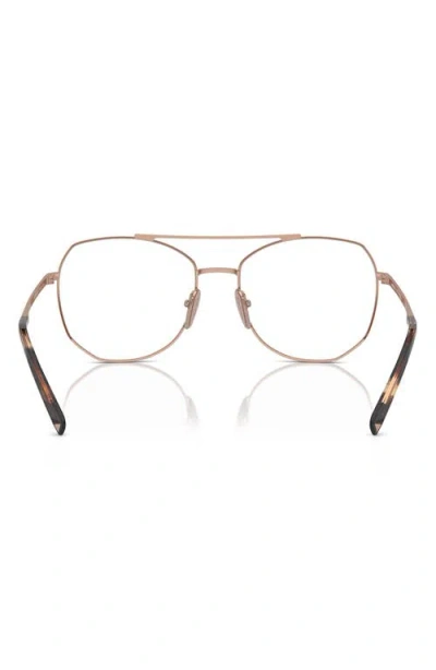 Prada 56mm Rectangular Optical Glasses In Gold