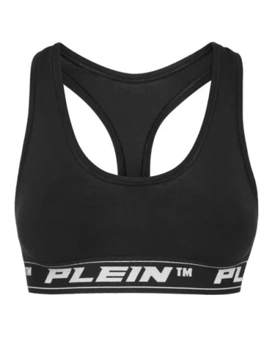 Philipp Plein Logo-underband Sports Bralette In Black