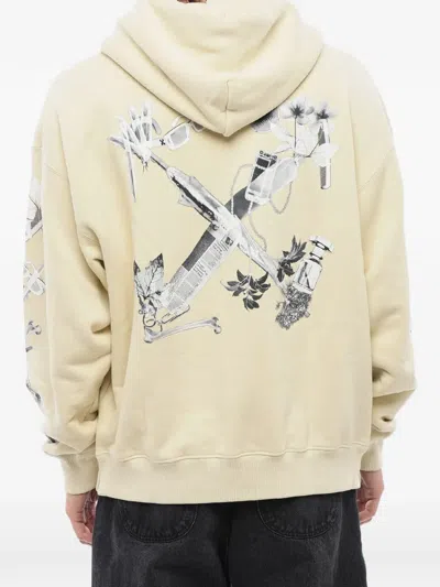 Off-white Logo-print Drawstring Hoodie In Neutral
