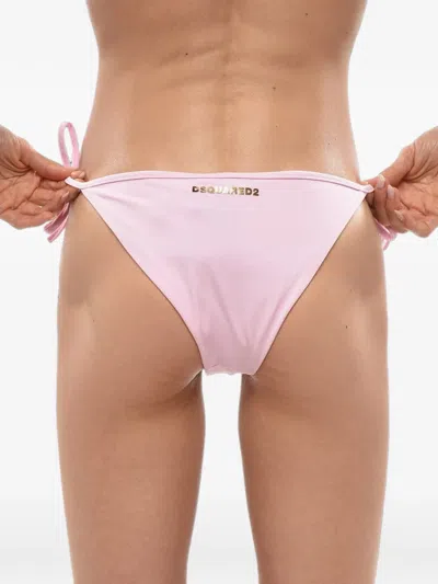 Dsquared2 Logo-embossed Tie-side Bikini Briefs In Pink