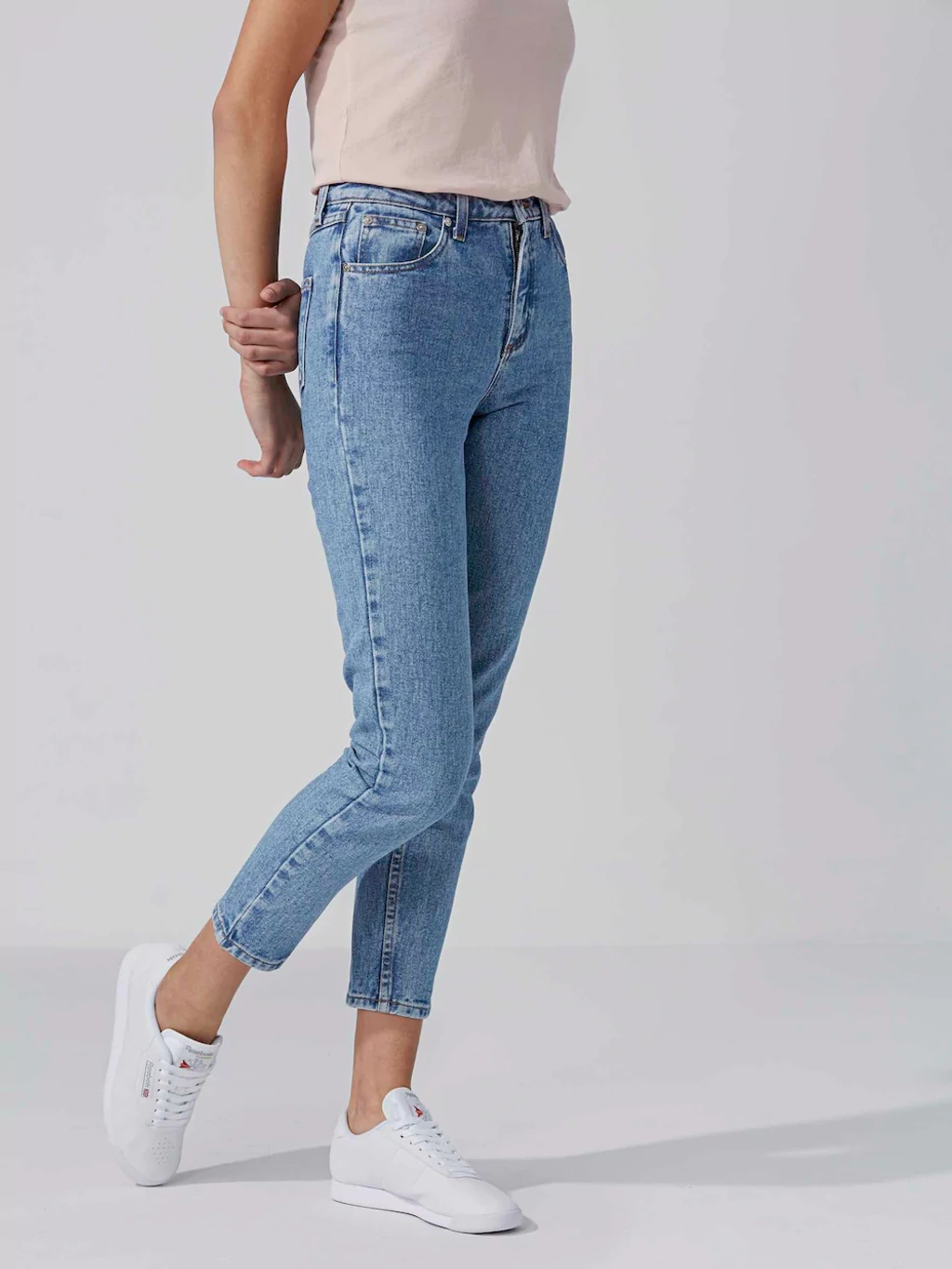 Frank Oak The Stevie High-waisted Tapered Jean In Light Indigo