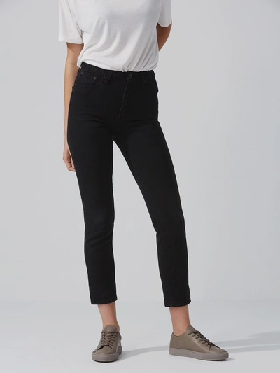 Frank + Oak The Stevie High Waisted Tapered Jean In Black