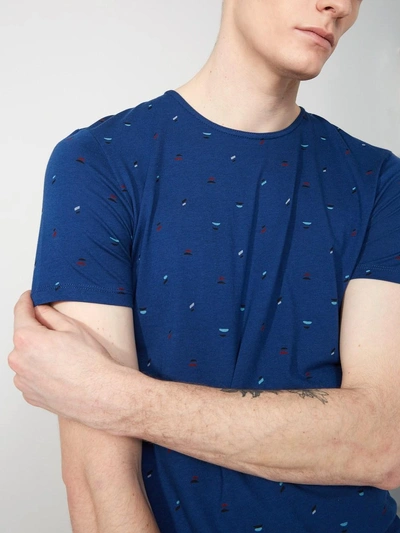 Shop Frank + Oak Calder Print Cotton-blend T-shirt In Navy