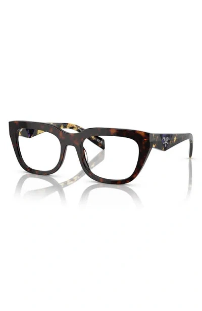 Prada 54mm Rectangular Optical Glasses In Brown