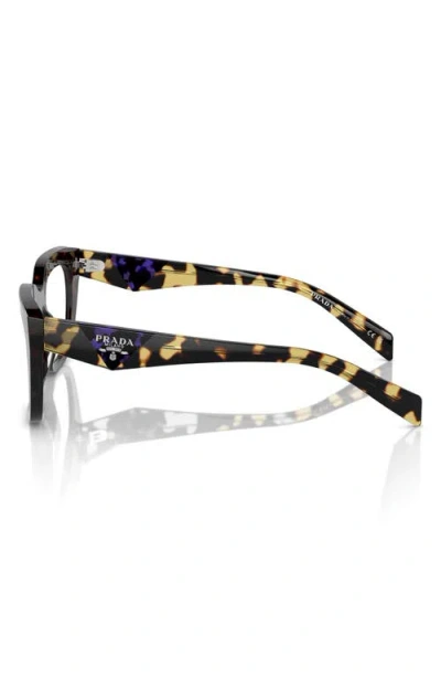 Prada 54mm Rectangular Optical Glasses In Brown