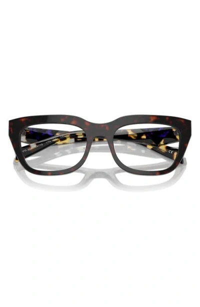 Prada 54mm Rectangular Optical Glasses In Brown