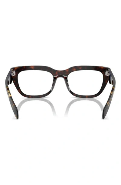Prada 54mm Rectangular Optical Glasses In Brown
