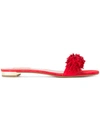 AQUAZZURA RED WILD THING SUEDE SLIDES,WTSFLAA0SUEF0011966418