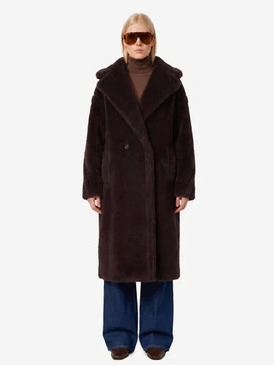 Max Mara Teddy Bear Alpaca Wool Oversized Coat In Brown