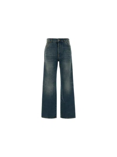 Miu Miu High Waist Wide Leg Denim Trousers In Blue