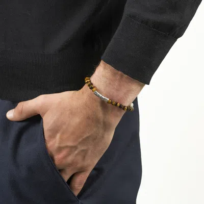 Tateossian Classic Discs Beaded Bracelet In Brown