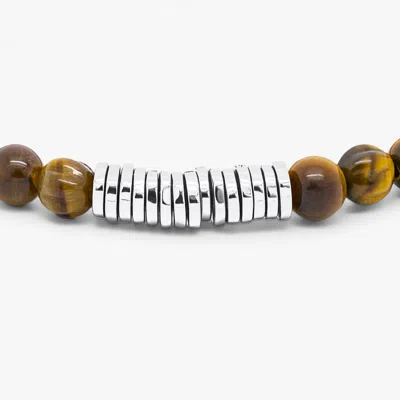 Tateossian Classic Discs Beaded Bracelet In Brown