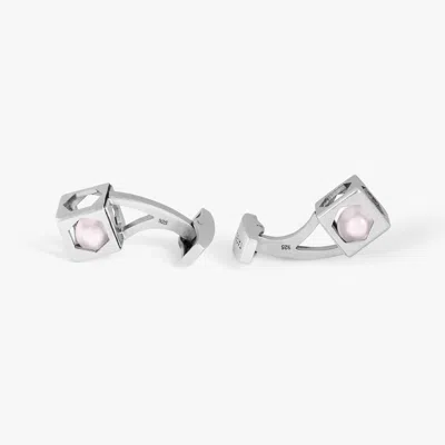 Tateossian Sterling Silver Pearl Hex Cube Cufflinks