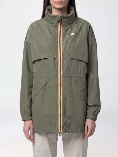 K-way Green Logo Mock Collar Jacket In Green