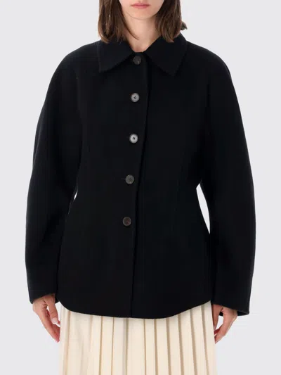 Rohe Double-faced Wool Sculptural Sleeve Jacket With Cinched Waist And Four-button Closure In Black
