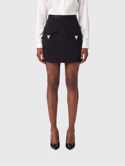 Versace Medusa-embellished Silk-trimmed Wool-blend Mini Skirt In Black