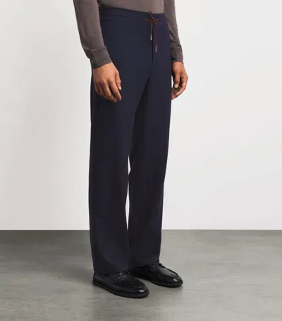 Colombo Wool Drawstring Sweatpants In Blue