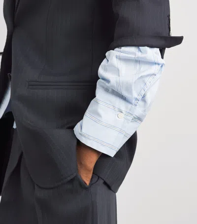 Sandro Paris Wool-blend Stripe Slim Blazer In Black