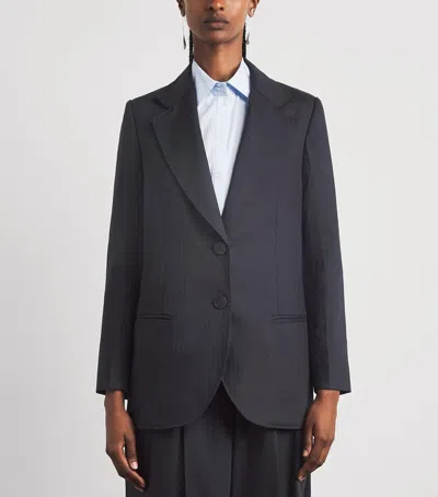 Sandro Paris Wool-blend Stripe Slim Blazer In Black