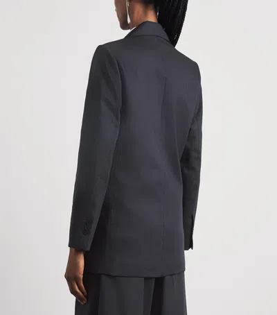 Sandro Paris Wool-blend Stripe Slim Blazer In Black