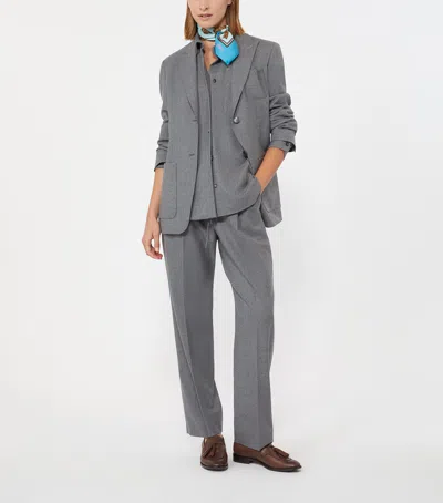 Max Mara Cashmere Drawstring Straight Trousers In Gray