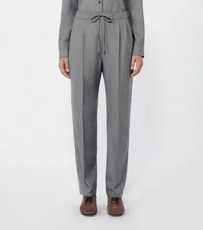 Max Mara Cashmere Drawstring Straight Trousers In Gray