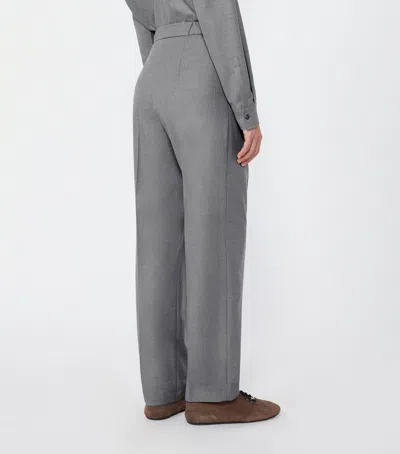 Max Mara Cashmere Drawstring Straight Trousers In Gray