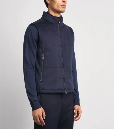 Corneliani Virgin Wool Padded Gilet In Blue