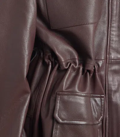 Sandro Paris Oversized Leather Jacket In Burgundy