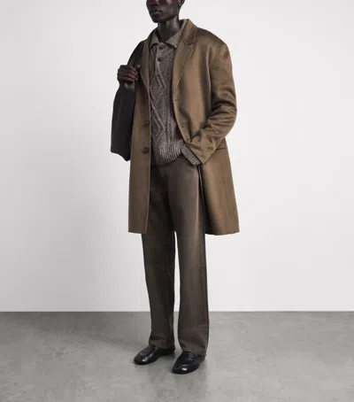 Frame Double Face Wool Overcoat In Brown