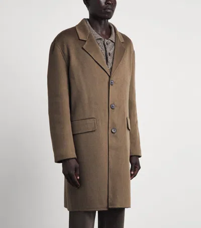 Frame Double Face Wool Overcoat In Brown