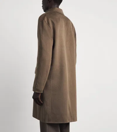 Frame Double Face Wool Overcoat In Brown