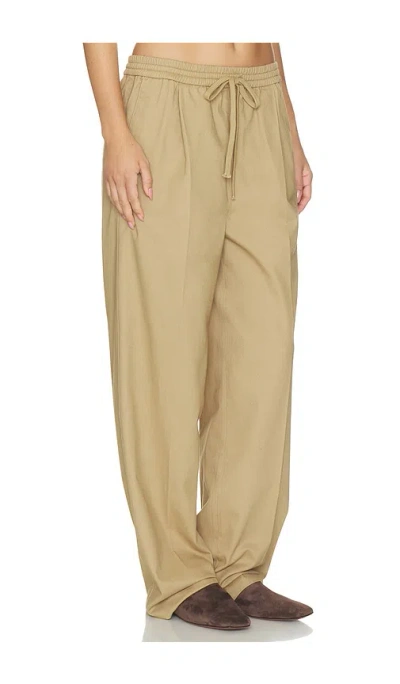 Essentials Pleat Front Drawstring Pant In Brown