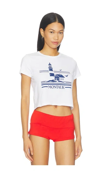 Sunny Somewhere Montauk Lighthouse Tiny Tee In White