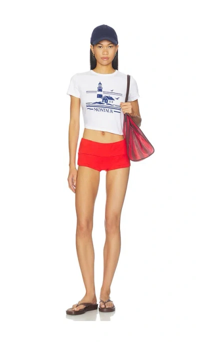Sunny Somewhere Montauk Lighthouse Tiny Tee In White