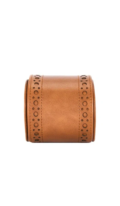 Wolf Brogue Single Watch Roll In Burnished Brown