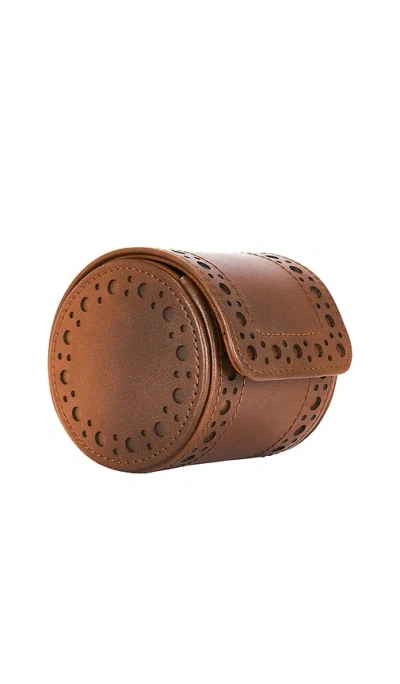 Wolf Brogue Single Watch Roll In Burnished Brown