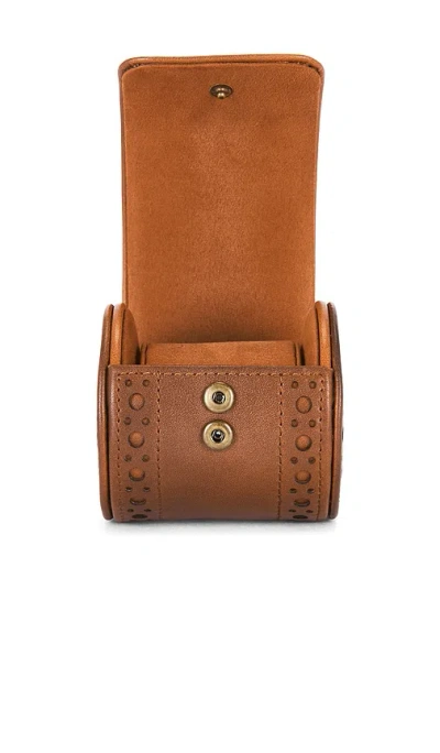 Wolf Brogue Single Watch Roll In Burnished Brown