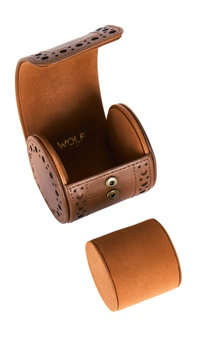 Wolf Brogue Single Watch Roll In Burnished Brown