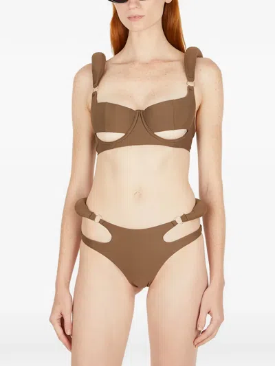 Entire Studios 컷아웃 패딩 스트랩 비키니 브리프 In Brown