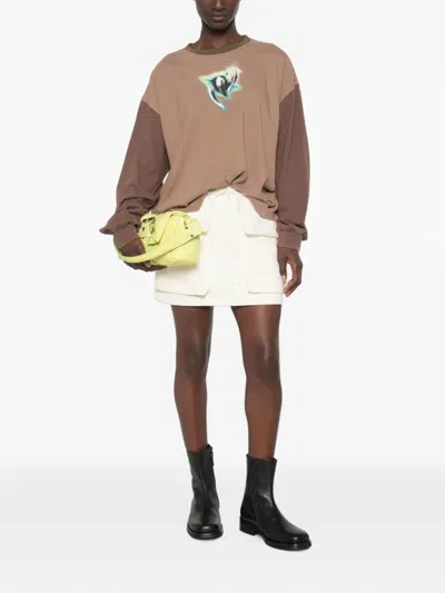 Msgm Drawstring Mini Skirt In White