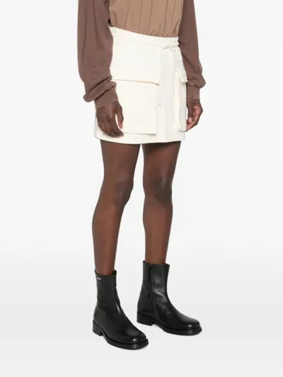 Msgm Drawstring Mini Skirt In White