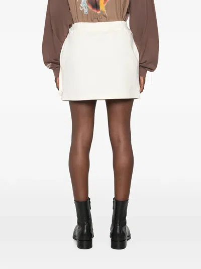 Msgm Drawstring Mini Skirt In White