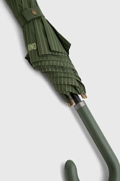 Moschino Pinstripe-pattern Umbrella In Gray