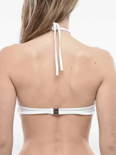 Dsquared2 라인스톤 장식 홀터 넥 비키니 탑 In White