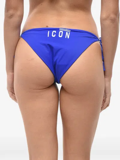 Dsquared2 Blue Bikini Bottom Swimwear In Transparent