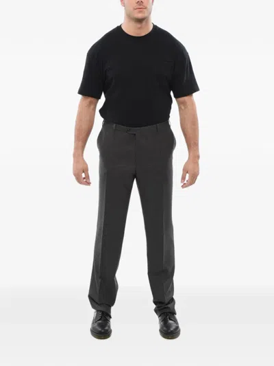 Corneliani Grey Flat Front Trousers In Gray
