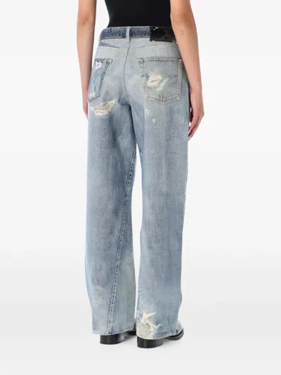 Our Legacy High Waist Boyfriend Jeans With Distressed Finish In Blue