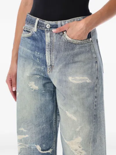 Our Legacy High Waist Boyfriend Jeans With Distressed Finish In Blue